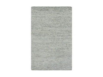 Grey 3'0" x 5'6" Modern / Contemporary Hand knotted Wool Rug - Sku: O079748