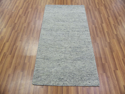 Grey 3'0" x 5'6" Modern / Contemporary Hand knotted Wool Rug - Sku: O079748