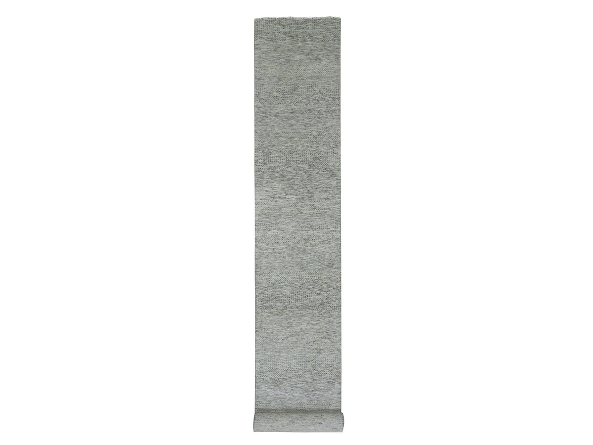 Modern / Contemporary hand-knotted wool runner in Gray, 2'6" x 18'5" — SKU O079752