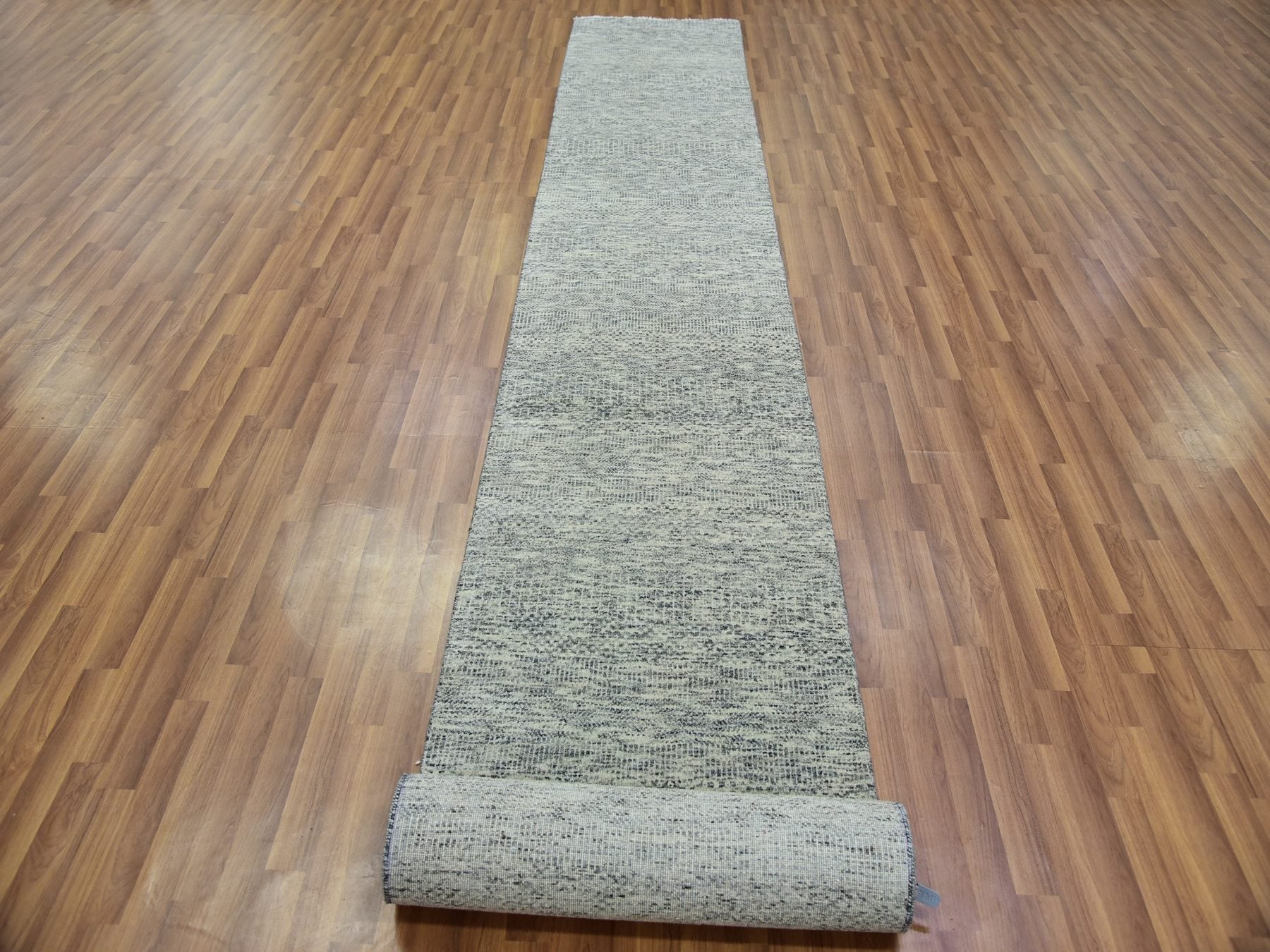 Modern / Contemporary hand-knotted wool runner in Gray, 2'6" x 18'5" — SKU O079752 (view 2)