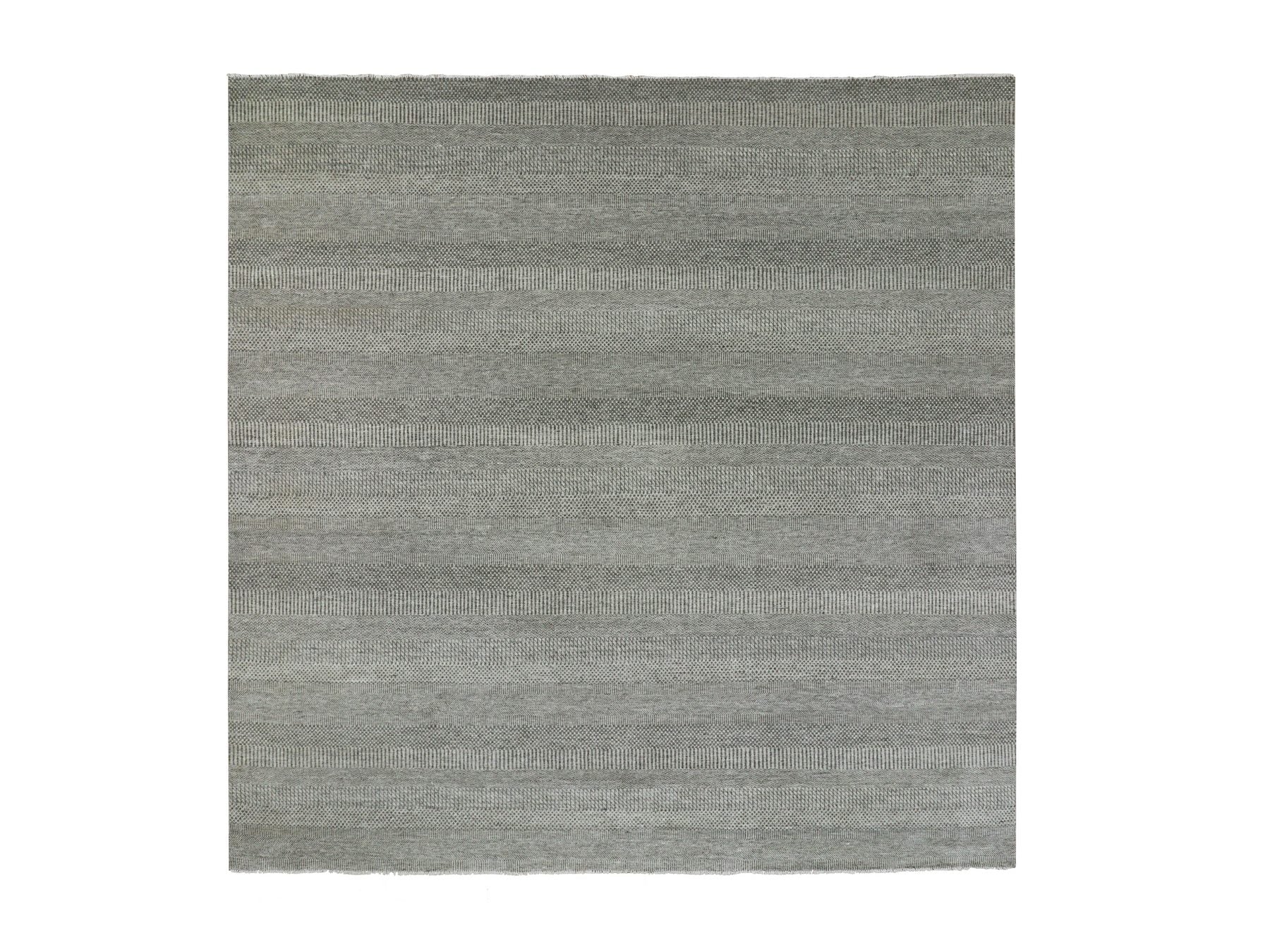 Modern / Contemporary hand-knotted wool rug in Gray, 11'11" x 11'11" — SKU O079755