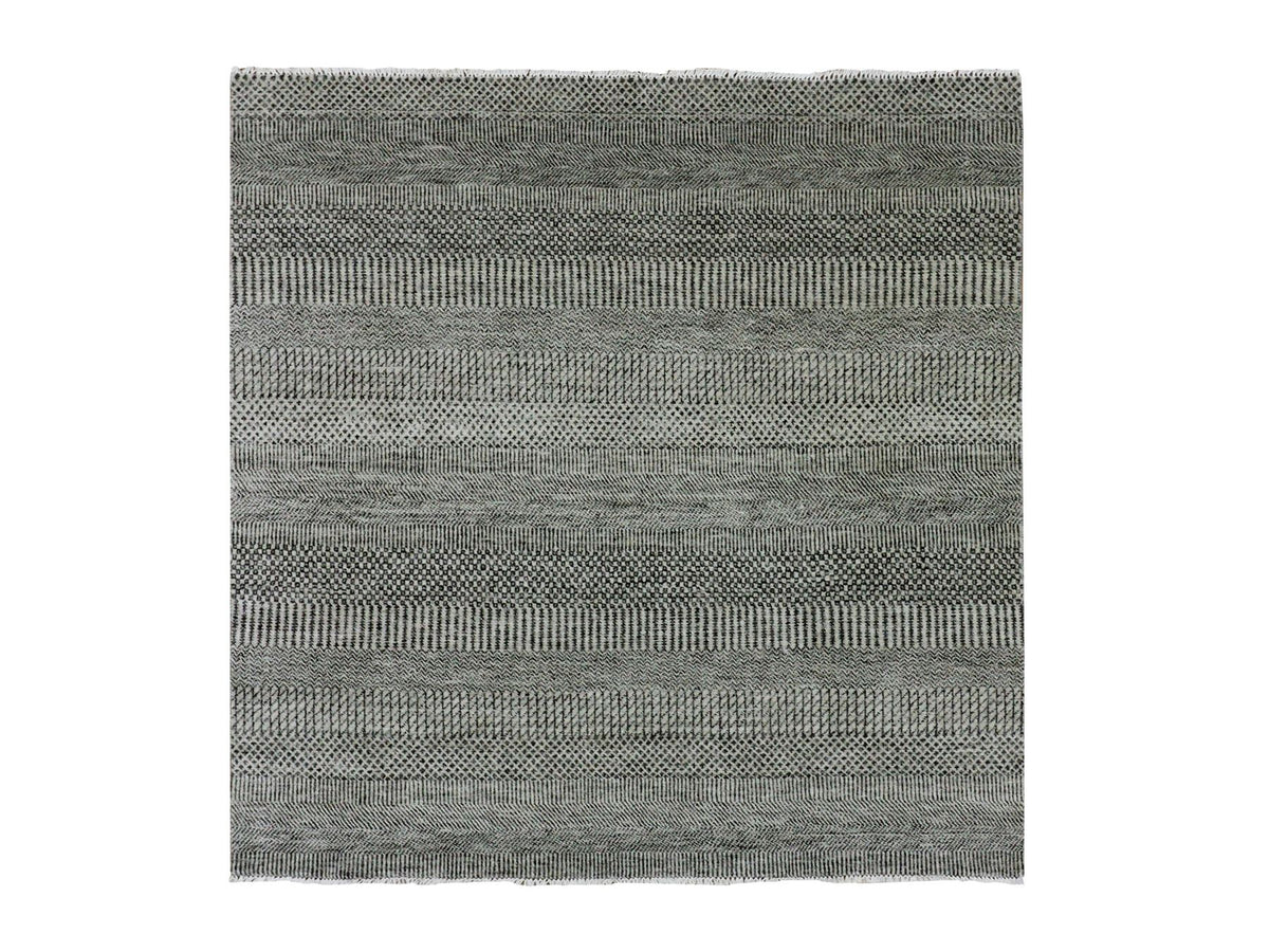 Modern / Contemporary hand-knotted wool rug in Gray, 5'10" x 5'10" — SKU O079759