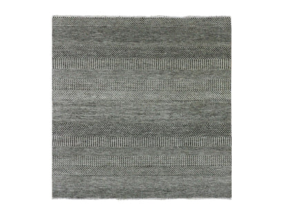 Modern / Contemporary hand-knotted wool rug in Gray, 5'10" x 5'10" — SKU O079759