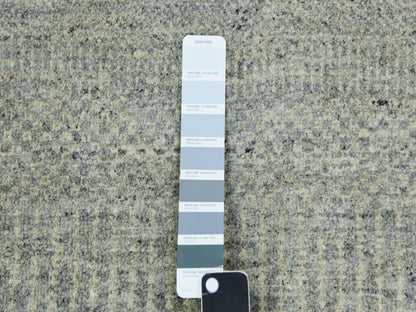 Grey 11'10" x 15'4" Modern / Contemporary Hand knotted Wool Rug - Sku: O079760