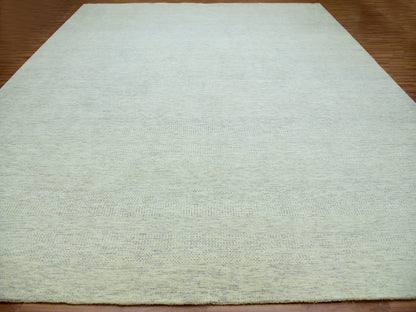 Grey 14'1" x 15'11" Modern / Contemporary Hand knotted Wool Rug - Sku: O079762