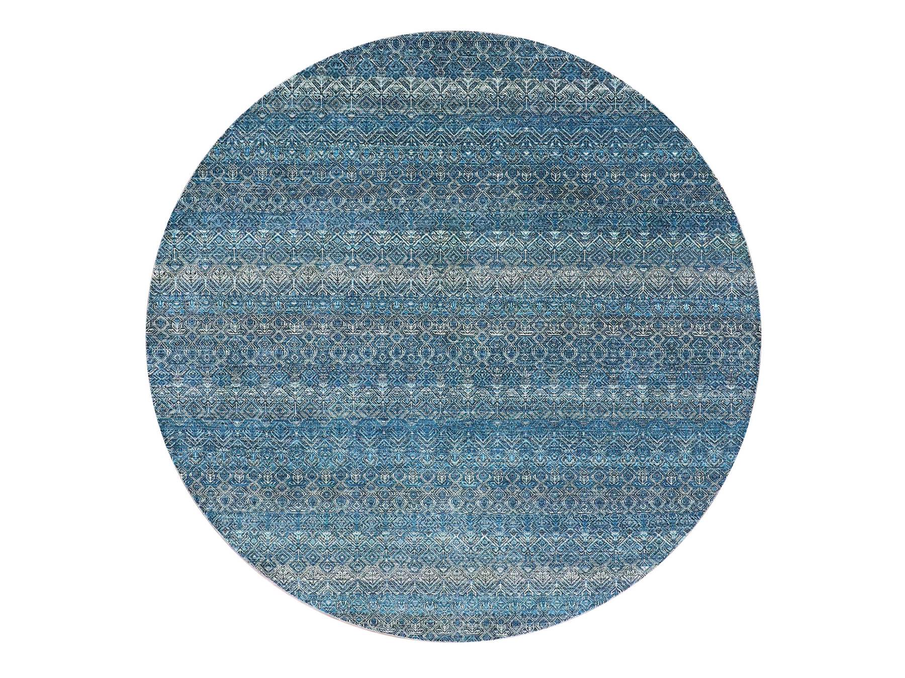 Modern / Contemporary hand-knotted wool rug in Blue, 8'0" x 8'0", SKU O079765