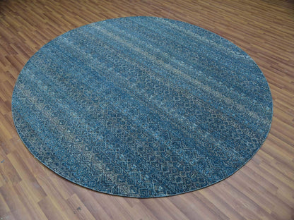 Modern / Contemporary hand-knotted wool rug in Blue, 8'0" x 8'0", SKU O079765
