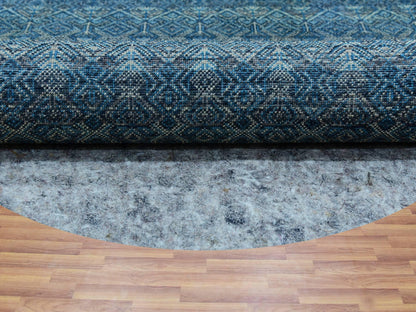 Modern / Contemporary hand-knotted wool rug in Blue, 8'0" x 8'0", SKU O079765