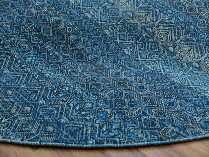 Blue 8'0" x 8'0" Modern and Contemporary Hand knotted Wool Rug - Sku: O079765