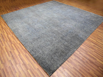 Grey 12'0" x 12'1" Modern / Contemporary Hand knotted Wool Rug - Sku: O079766