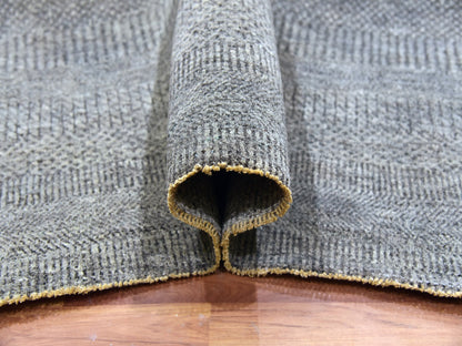 Grey 12'0" x 12'1" Modern / Contemporary Hand knotted Wool Rug - Sku: O079766