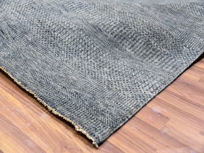 Grey 12'0" x 12'1" Modern / Contemporary Hand knotted Wool Rug - Sku: O079766