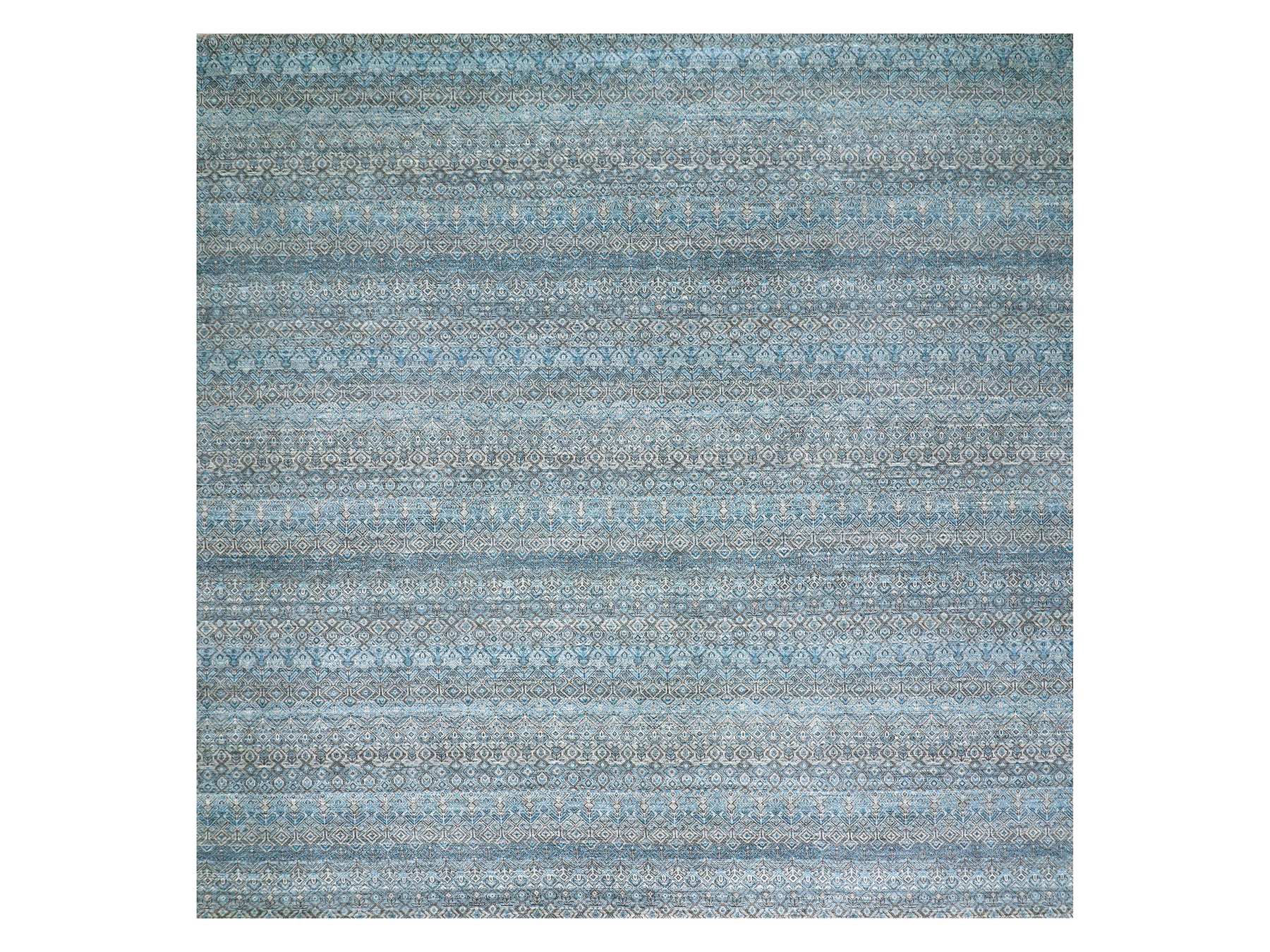 Modern / Contemporary hand-knotted wool rug in Blue, 12'0" x 12'0", SKU O079768