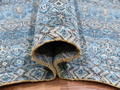 Modern / Contemporary hand-knotted wool rug in Blue, 12'0" x 12'0", SKU O079768