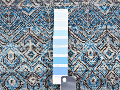 Modern / Contemporary hand-knotted wool rug in Blue, 12'0" x 12'0", SKU O079768