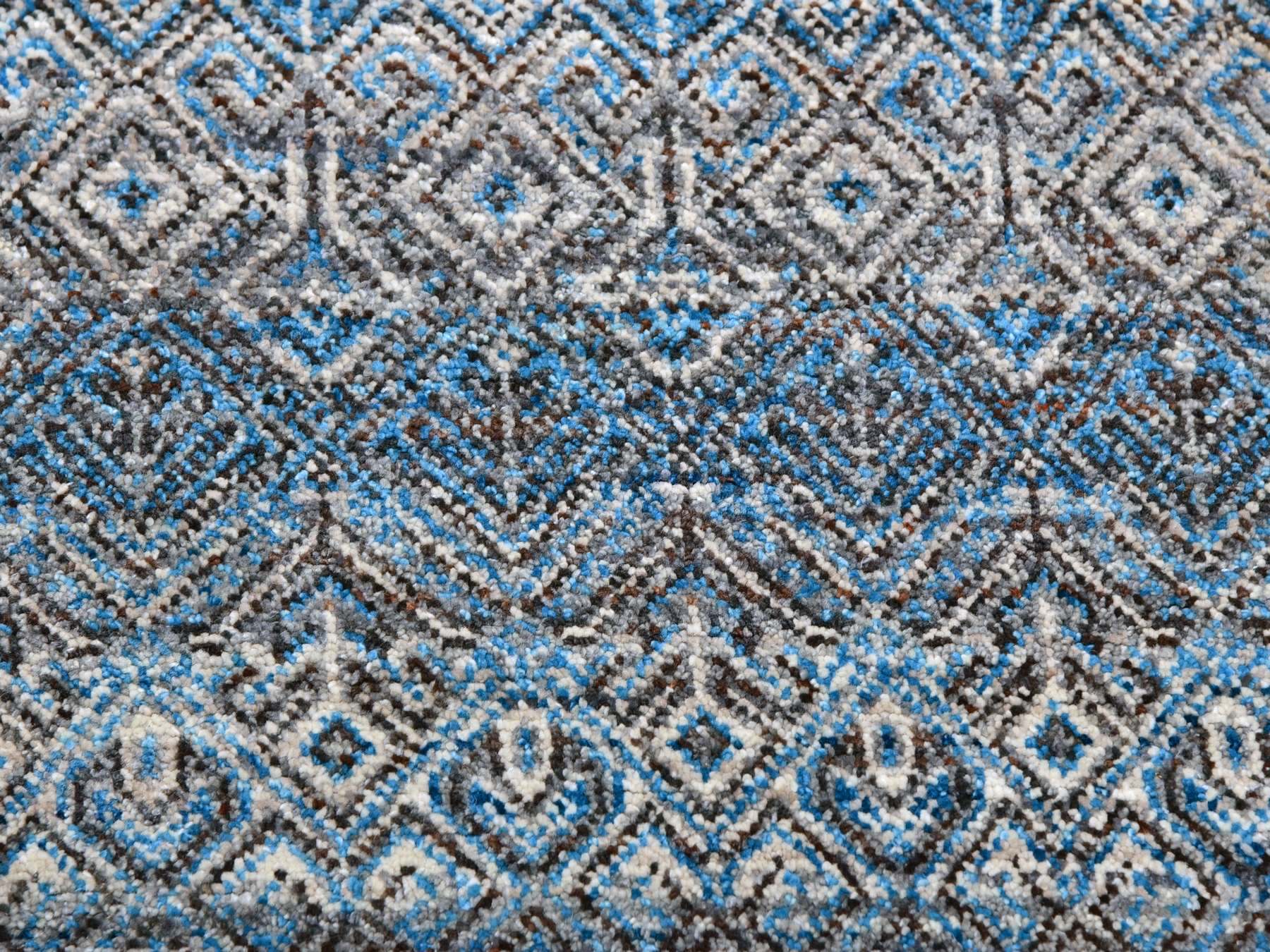 Modern / Contemporary hand-knotted wool rug in Blue, 12'0" x 12'0", SKU O079768