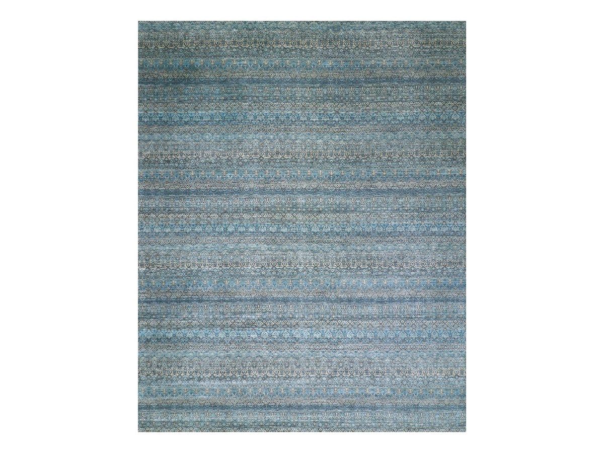 Modern / Contemporary hand-knotted wool rug in Blue, 12'0" x 15'1", SKU O079769