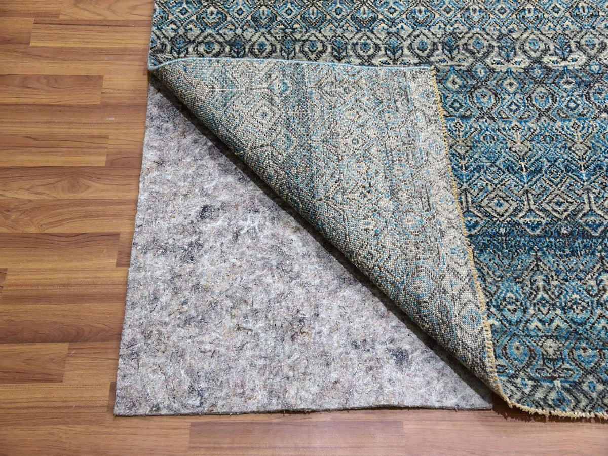 Modern / Contemporary hand-knotted wool rug in Blue, 12'0" x 15'1", SKU O079769