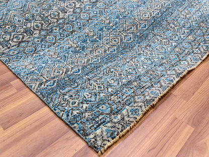 Modern / Contemporary hand-knotted wool rug in Blue, 12'0" x 15'1", SKU O079769