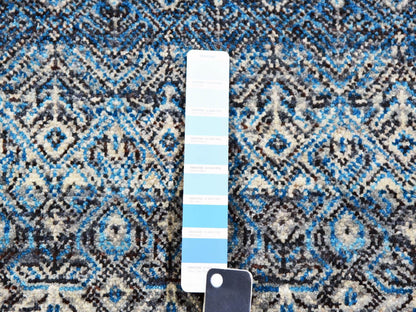 Modern / Contemporary hand-knotted wool rug in Blue, 12'0" x 15'1", SKU O079769