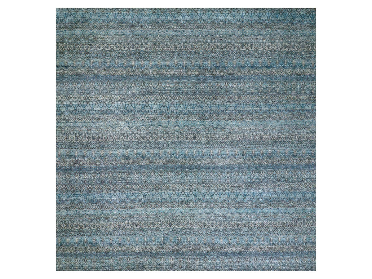 Modern / Contemporary hand-knotted wool rug in Blue, 12'0" x 12'0", SKU O079770