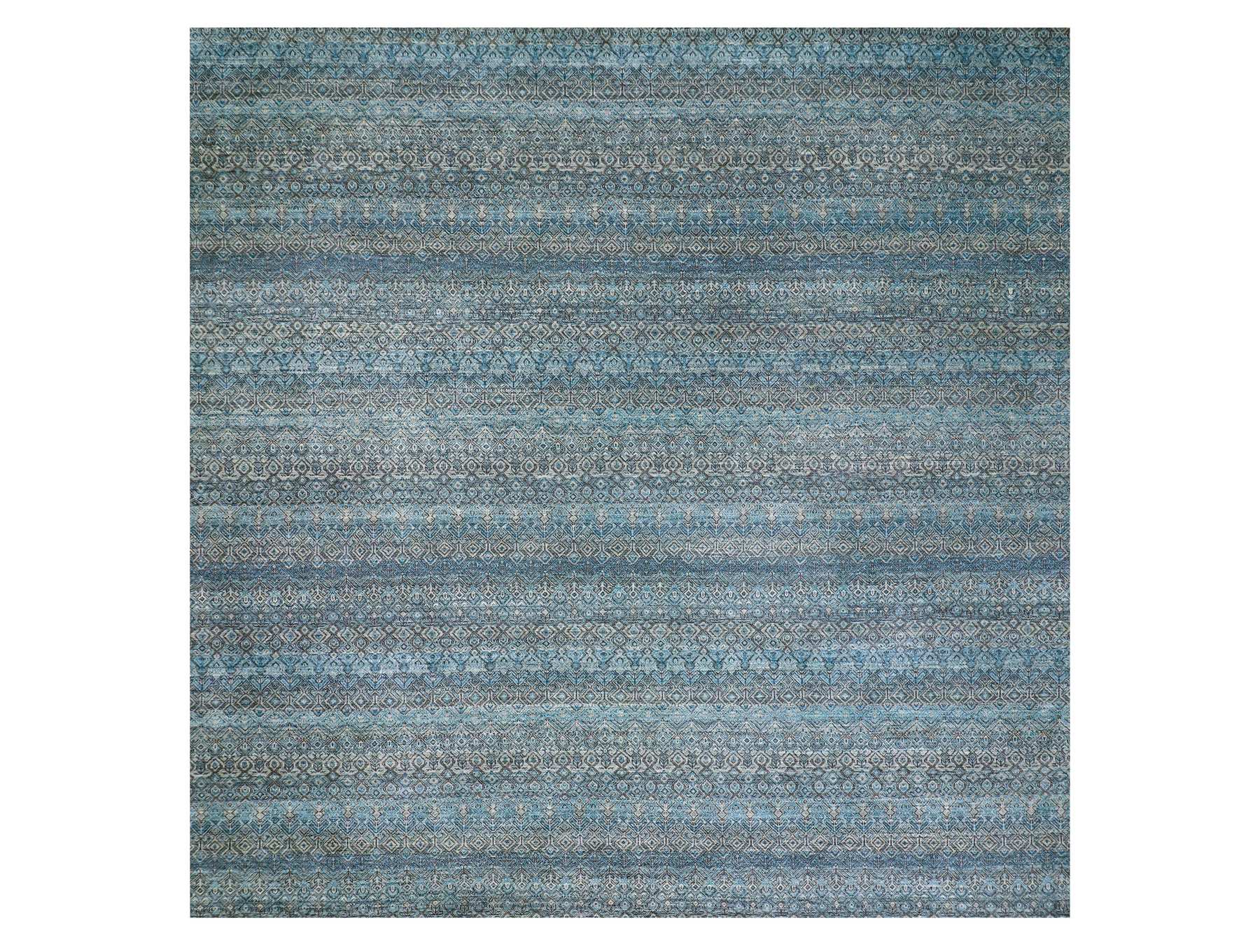 Modern / Contemporary hand-knotted wool rug in Blue, 12'0" x 12'0", SKU O079770