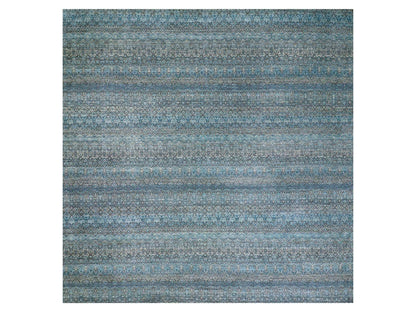 Modern / Contemporary hand-knotted wool rug in Blue, 12'0" x 12'0", SKU O079770