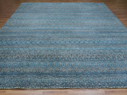 Modern / Contemporary hand-knotted wool rug in Blue, 12'0" x 12'0", SKU O079770