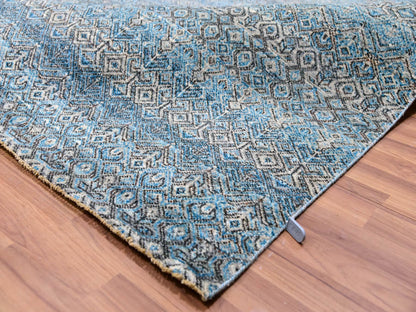 Blue 12'0" x 12'0" Modern and Contemporary Hand knotted Wool Rug - Sku: O079770