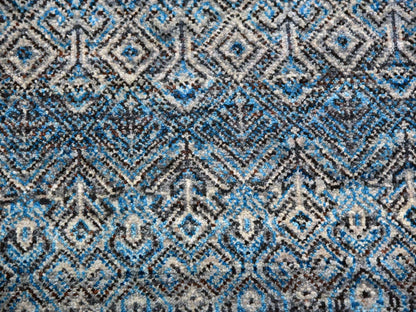 Modern / Contemporary hand-knotted wool rug in Blue, 12'0" x 12'0", SKU O079770