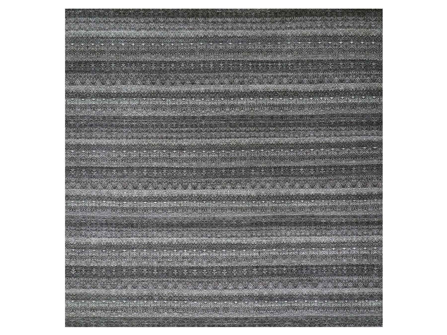Modern / Contemporary hand-knotted wool rug in Gray, 12'0" x 11'11", SKU O079772