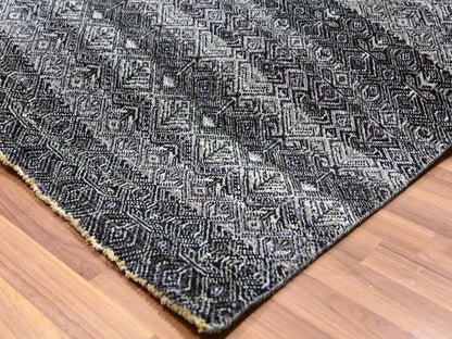 Grey 12'0" x 11'11" Modern / Contemporary Hand knotted Wool Rug - Sku: O079772