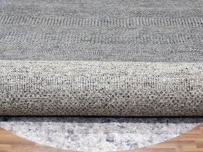 Grey 11'11" x 12'0" Modern / Contemporary Hand knotted Wool Rug - Sku: O079774