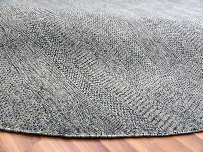 Grey 11'11" x 12'0" Modern / Contemporary Hand knotted Wool Rug - Sku: O079774