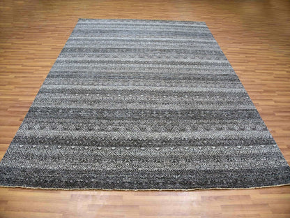Grey 8'0" x 10'1" Modern / Contemporary Hand knotted Wool Rug - Sku: O079787