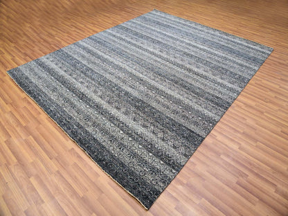 Grey 8'0" x 10'1" Modern / Contemporary Hand knotted Wool Rug - Sku: O079787