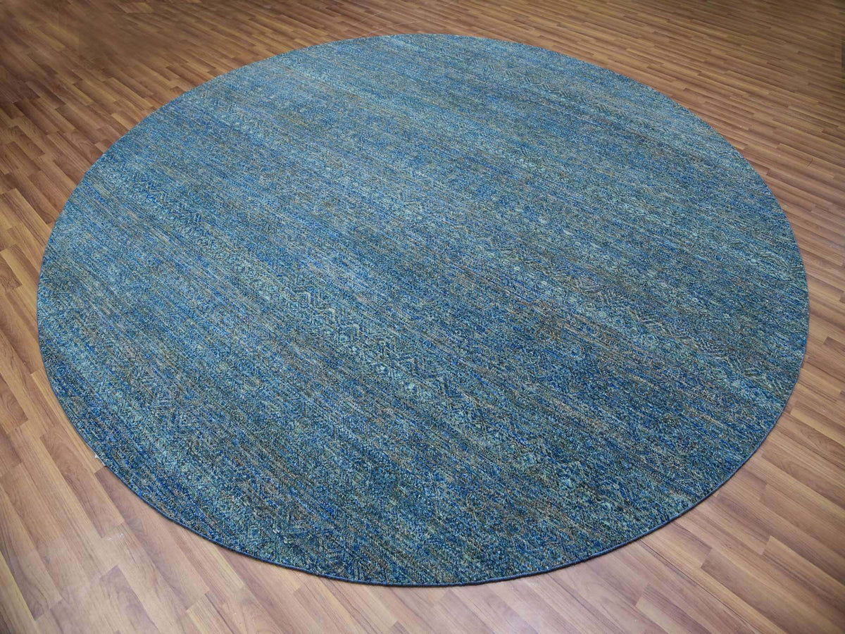 Modern / Contemporary hand-knotted wool rug in Green, 9'11" x 10'0", SKU O079790