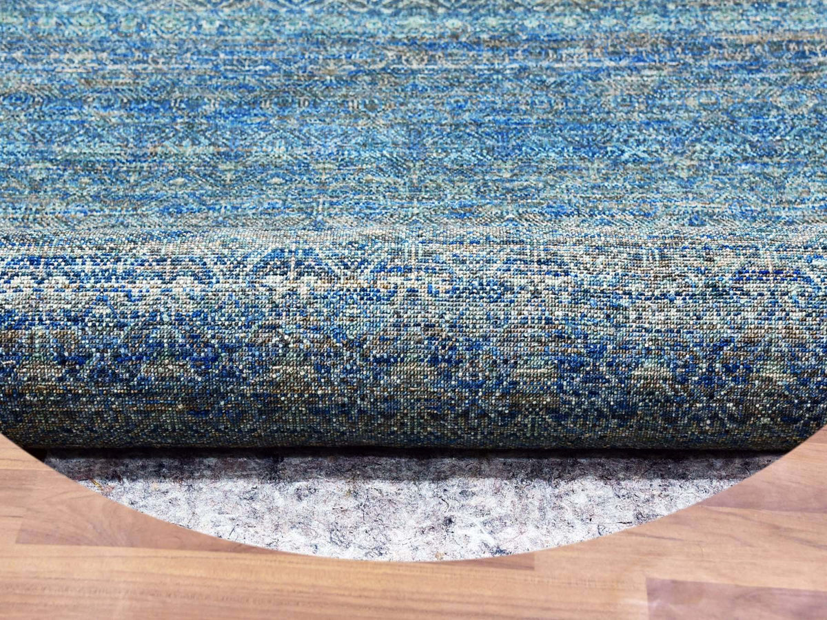 Modern / Contemporary hand-knotted wool rug in Green, 9'11" x 10'0", SKU O079790