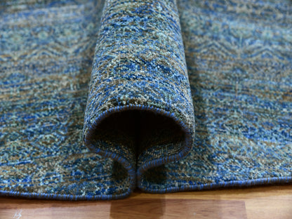 Modern / Contemporary hand-knotted wool rug in Green, 9'11" x 10'0", SKU O079790