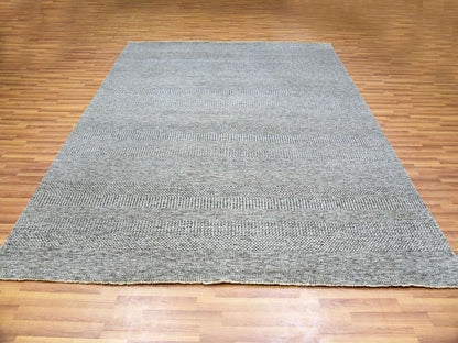 Grey 8'1" x 9'11" Modern / Contemporary Hand knotted Wool Rug - Sku: O079793