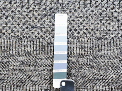 Grey 8'1" x 9'11" Modern / Contemporary Hand knotted Wool Rug - Sku: O079793