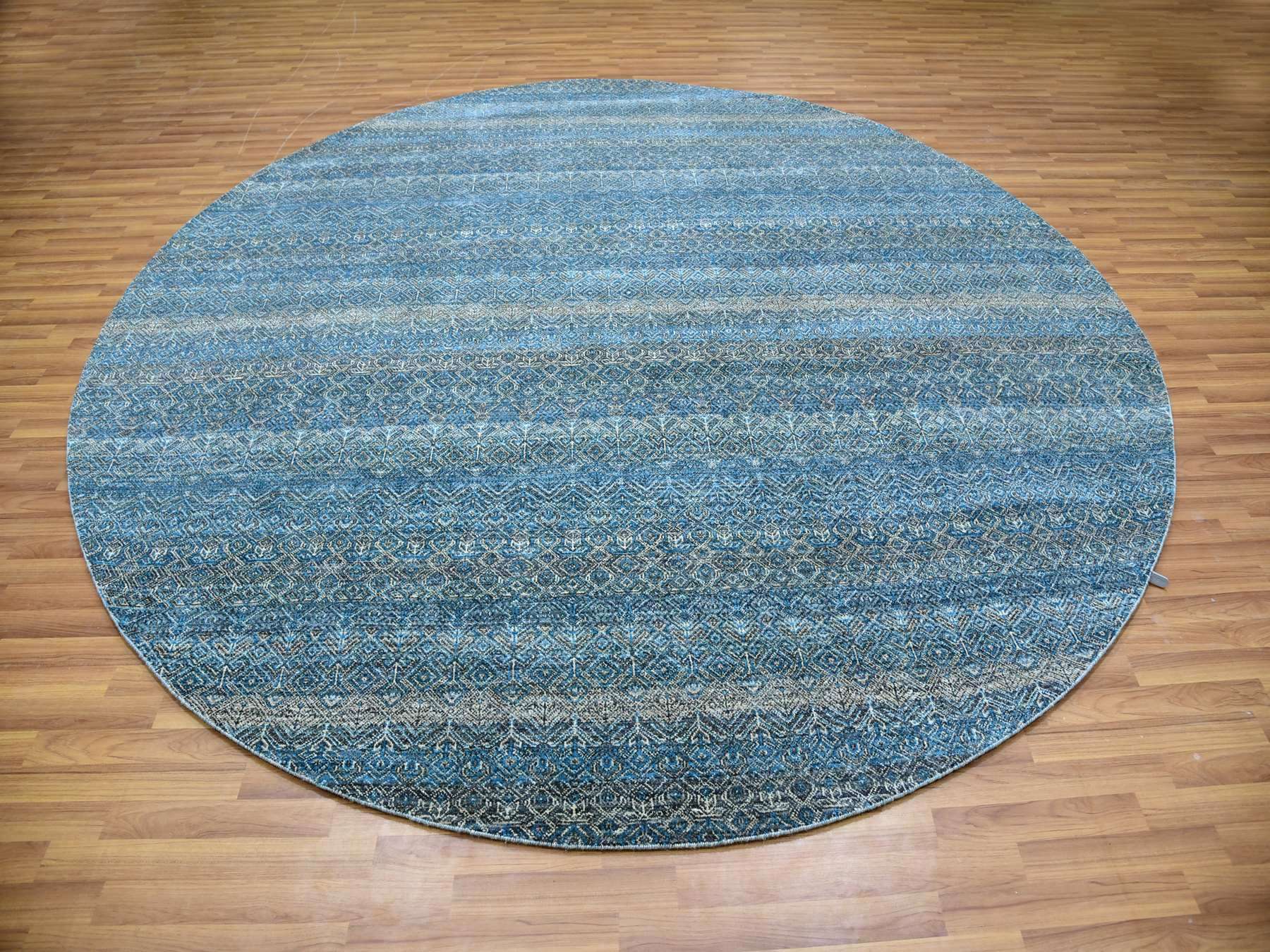 Modern / Contemporary hand-knotted wool rug in Blue, 9'11" x 10'0", SKU O079795
