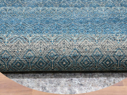 Modern / Contemporary hand-knotted wool rug in Blue, 9'11" x 10'0", SKU O079795