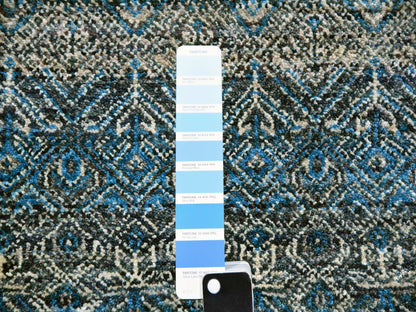 Modern / Contemporary hand-knotted wool rug in Blue, 9'11" x 10'0", SKU O079795