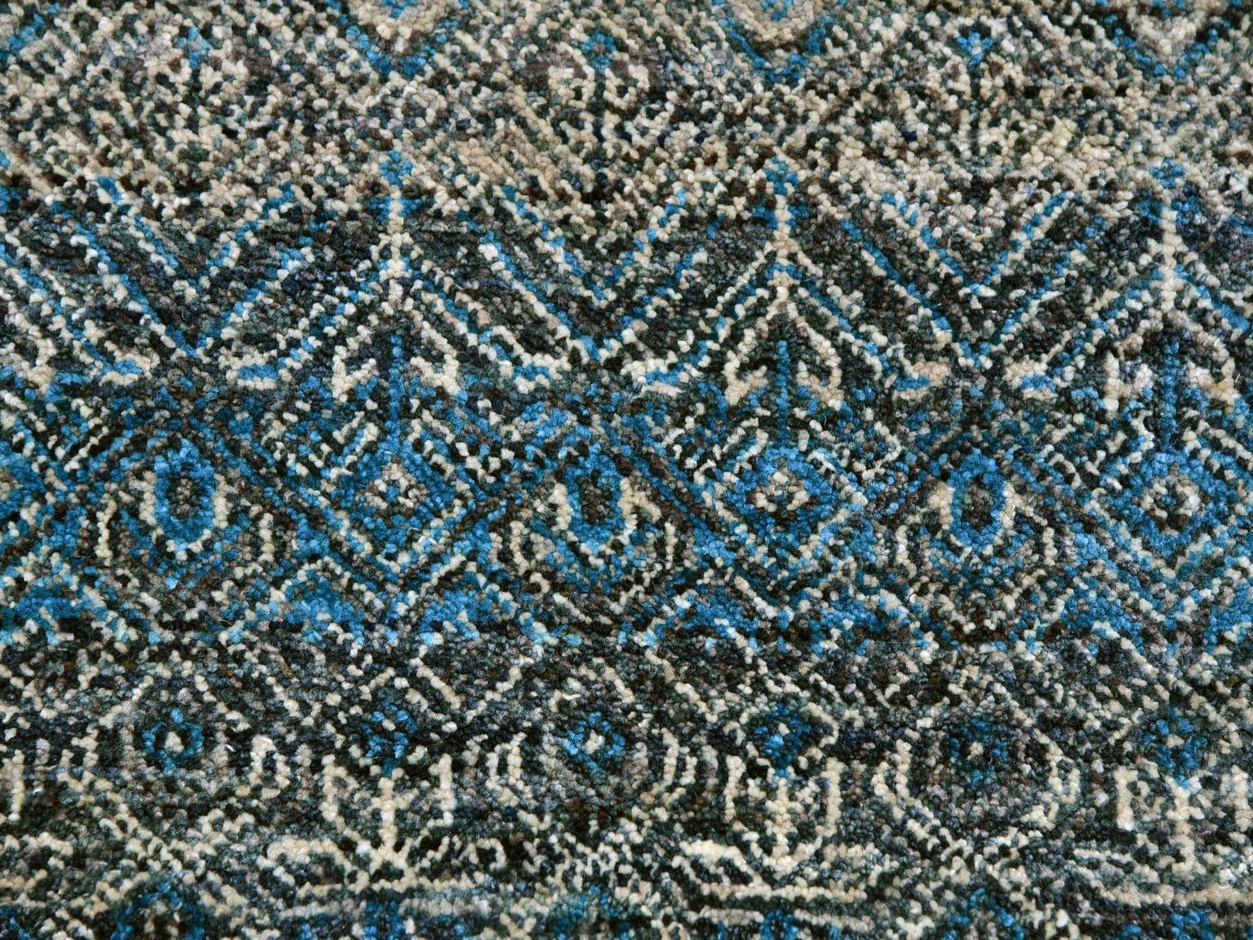 Modern / Contemporary hand-knotted wool rug in Blue, 9'11" x 10'0", SKU O079795