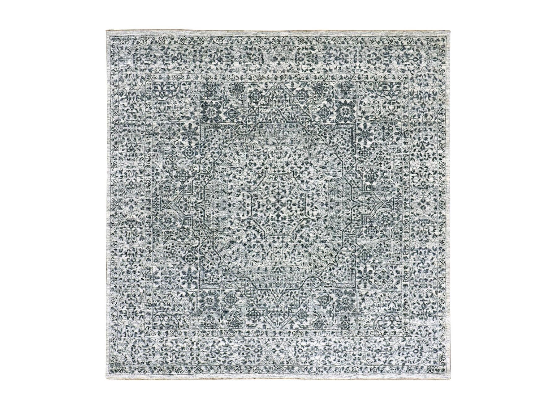 Mamluk Traditional hand-knotted wool rug in Ivory, 6'0" x 6'0", SKU O079798