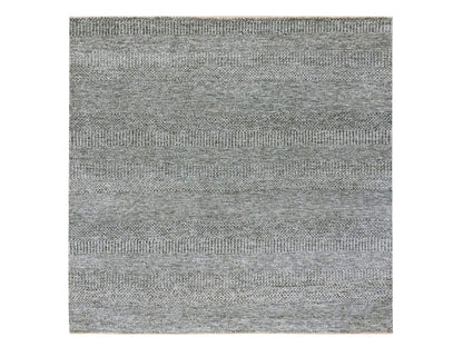 Grey 6'1" x 6'6" Modern / Contemporary Hand knotted Wool Rug - Sku: O079799