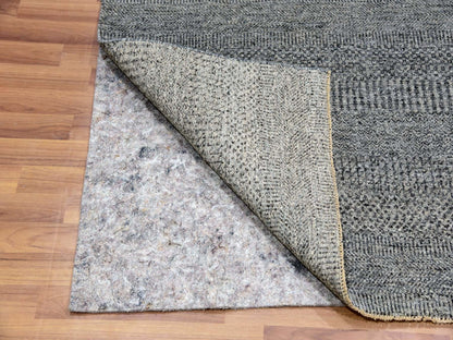 Grey 6'1" x 6'6" Modern / Contemporary Hand knotted Wool Rug - Sku: O079799