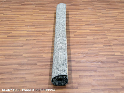 Grey 6'1" x 6'6" Modern / Contemporary Hand knotted Wool Rug - Sku: O079799