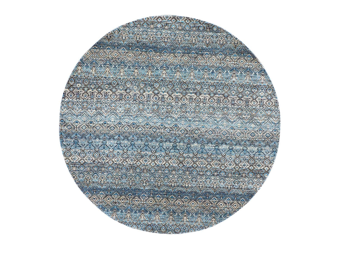 Modern / Contemporary hand-knotted wool rug in Blue, 5'11" x 6'0", SKU O079802